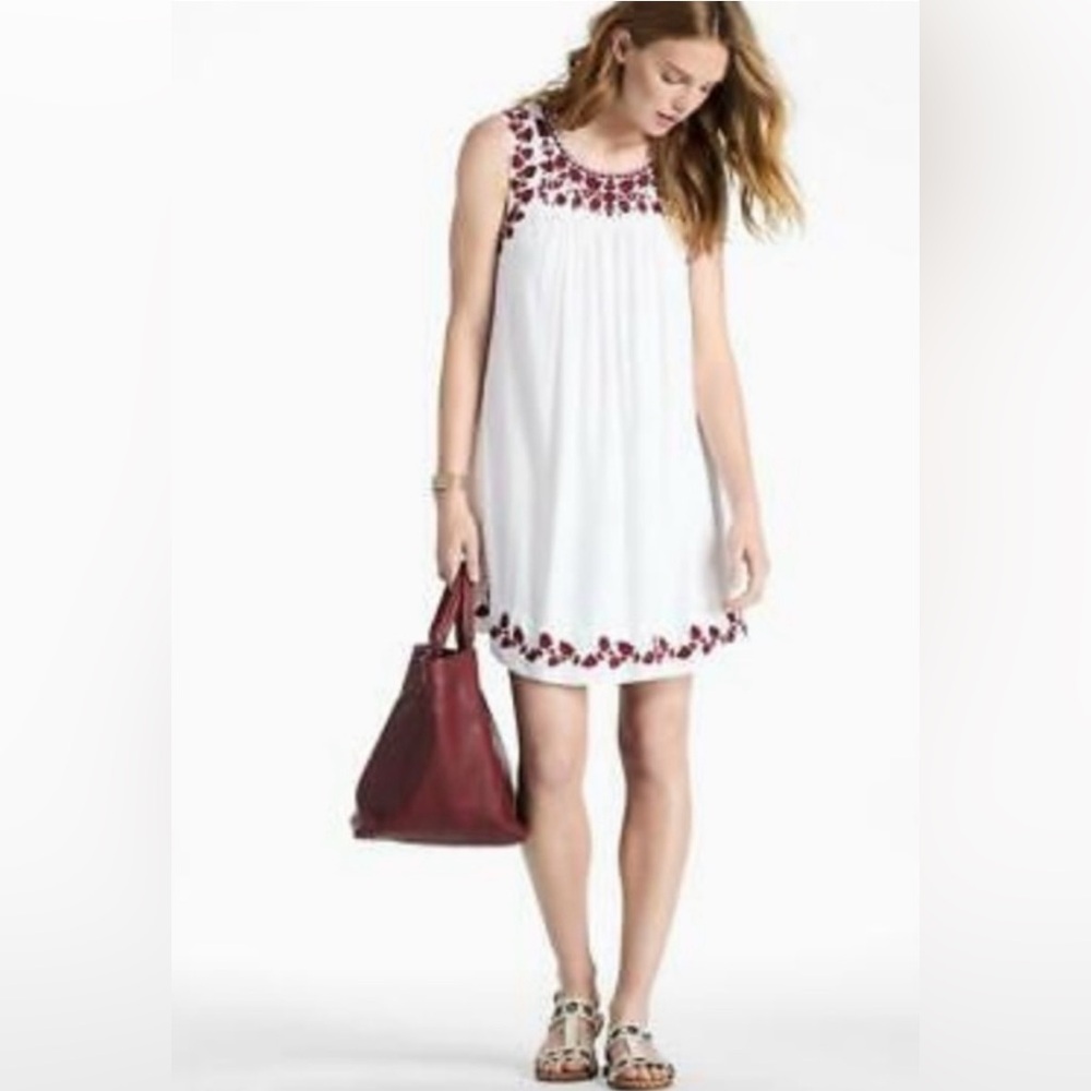 Lucky Brand Sleeveless Hannah Embroidered Boho Mini Shift Dress